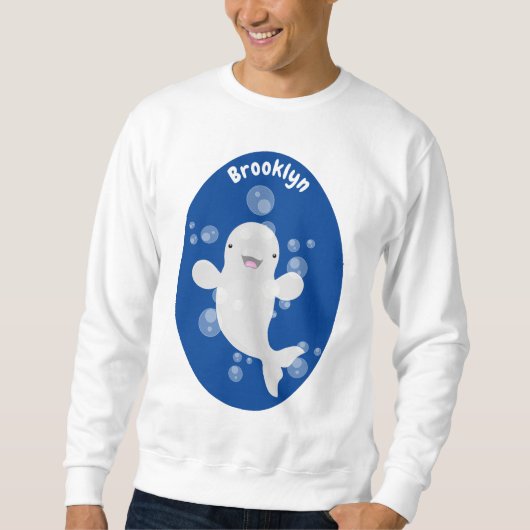 Cute beluga whale belbles cartoon afbeelding trui (Voorkant)