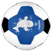 Cute beluga whale belbles cartoon afbeelding voetbal (Gedraaid)