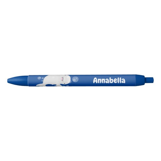 Cute beluga whale belbles cartoon afbeelding zwarte inkt pen (Voorkant)