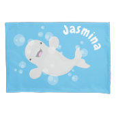 Cute beluga whale belbles cartoon illustratie Fle Kussensloop (Voorkant)