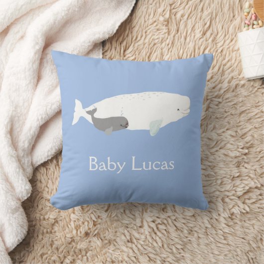 Cute Beluga Whale for Baby Boy, op maat blauw Kussen (Deken)