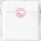 Cute Beluga Whale Girl Gift Custom Name Ronde Sticker (Tas)