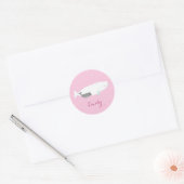 Cute Beluga Whale Girl Gift Custom Name Ronde Sticker (Envelop)