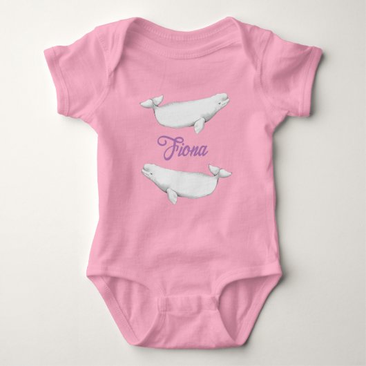 Cute Beluga Whale Illustration Pastel Romper (Voorkant)