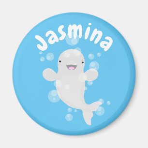 Cute belugawalvis bubbels cartoon illustratie magneet