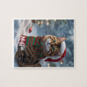 Cute Bengal Cat Christmas Personalized  Legpuzzel (Horizontaal)