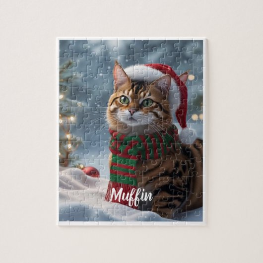 Cute Bengal Cat Christmas Personalized  Legpuzzel (Verticaal)