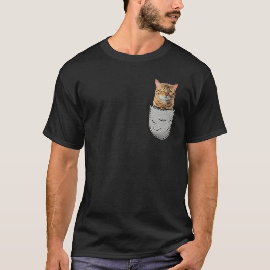 Cute Bengal voor kattenliefhebbers Breast Pocket T-shirt (Voorkant)