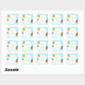 Cute Beren Boy met Star Baby shower Bookplate Vierkante Sticker (Vel)