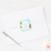 Cute Beren Boy met Star Baby shower Bookplate Vierkante Sticker (Envelop)