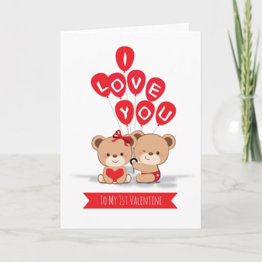 Cute Beren Couple Valentijnsdag Card Kaart (Voorkant)