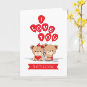 Cute Beren Couple Valentijnsdag Card Kaart (Gele Bloem)