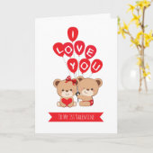 Cute Beren Couple Valentijnsdag Card Kaart (Gele Bloem)