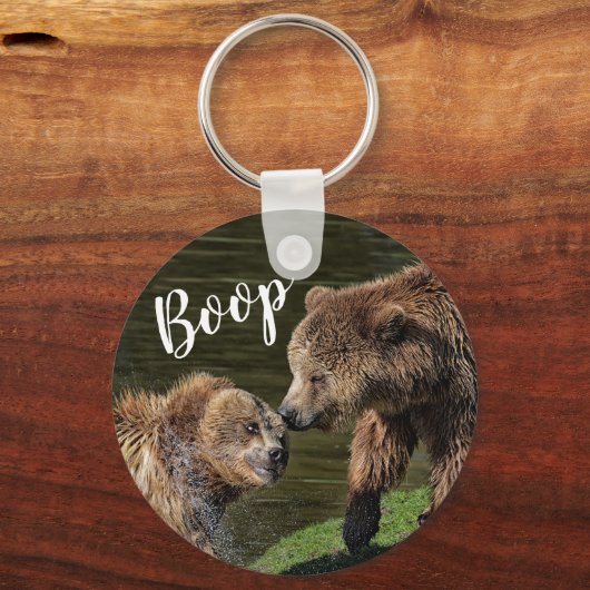 Cute Beren Funny Boop Foto Sleutelhanger (Achterkant)