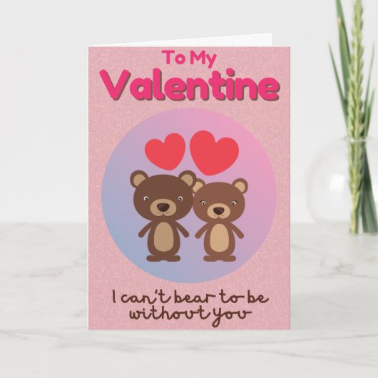 Cute Beren Funny Valentijn Card Kaart (Voorkant)