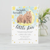 Cute Beren Gold Twinkle Little Star Baby shower Kaart (Staand voorkant)