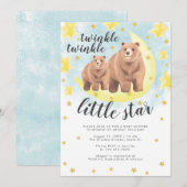 Cute Beren Gold Twinkle Little Star Baby shower Kaart (Voorkant / Achterkant)