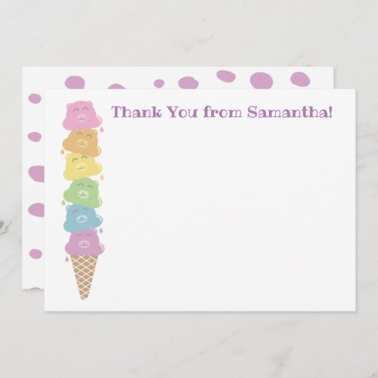 Cute Beren Ice Cream-flatpanel - Hartelijk dank Bedankkaart (Voorkant / Achterkant)