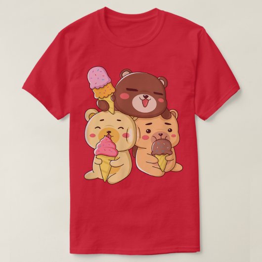 Cute Beren Love Ice Cream T-shirt (Design voorkant)
