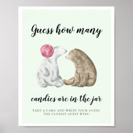 Cute beren raden hoeveel Baby showers er spelen Poster