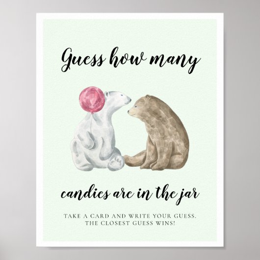 Cute beren raden hoeveel Baby showers er spelen Poster (Voorkant)