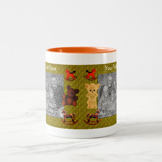 Cute Beren Rocking Horses Persoonlijke foto Tweekleurige Koffiemok (Center)