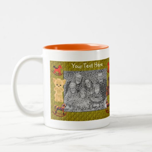 Cute Beren Rocking Horses Persoonlijke foto Tweekleurige Koffiemok (Links)