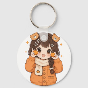 Cute berenmeisje sleutelhanger kawaii anime access