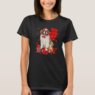Cute Bernard Dog Funny Heart Valentijnsdag Dog T-shirt
