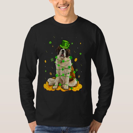 Cute Bernard Dog St Patricks Day Irish Shamrock T-shirt (Voorkant)