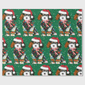 Cute Bernedole Dog Green Cadeaupapier (Vlak)