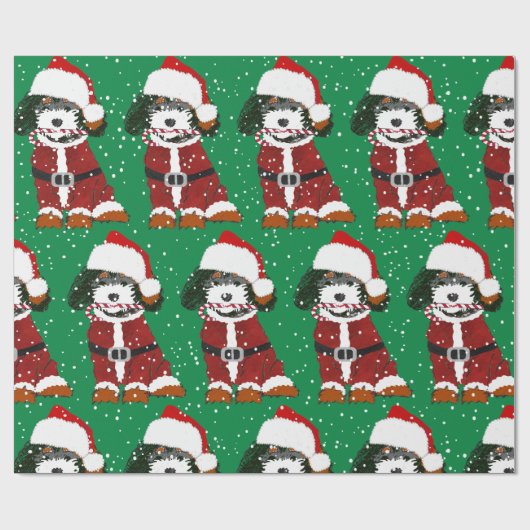 Cute Bernedole Dog Santa Paws Wrapping Paper Cadeaupapier (Vlak)