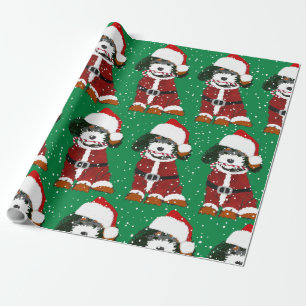 Cute Bernedole Dog Santa Paws Wrapping Paper Cadeaupapier