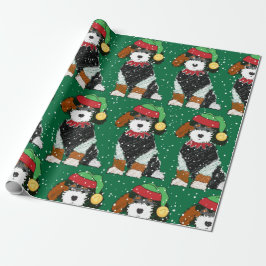 Cute Bernedole Mountain Dog Green Cadeaupapier
