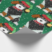Cute Bernedole Mountain Dog Green Cadeaupapier (Hoek)