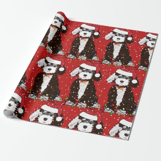 Cute Bernedole Mountain Dog Red Cadeaupapier (Uitgerold)