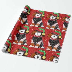 Cute Bernedole Mountain Dog Red Cadeaupapier