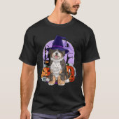 Cute Bernedoodle Halloween Witch Pumpkin T-shirt (Voorkant)