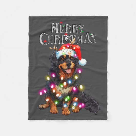 Cute Bernese Mountain Christmas Lights Xmas Dog Lo Fleece Deken (Voorkant)