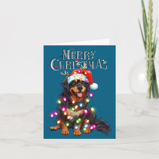 Cute Bernese Mountain Christmas Lights Xmas Dog Lo Kaart (Voorkant)