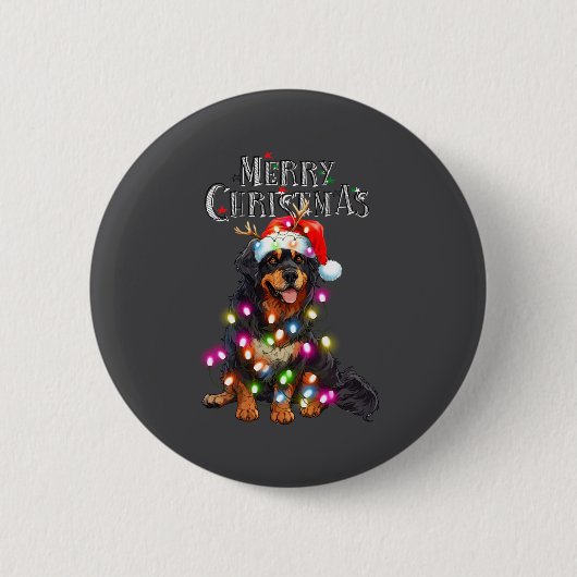 Cute Bernese Mountain Christmas Lights Xmas Dog Lo Ronde Button 5,7 Cm (Voorkant)