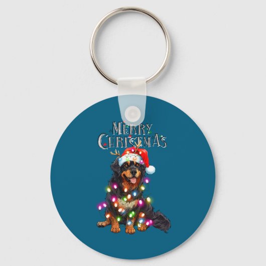 Cute Bernese Mountain Christmas Lights Xmas Dog Lo Sleutelhanger (Voorkant)