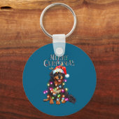 Cute Bernese Mountain Christmas Lights Xmas Dog Lo Sleutelhanger (Voorkant)