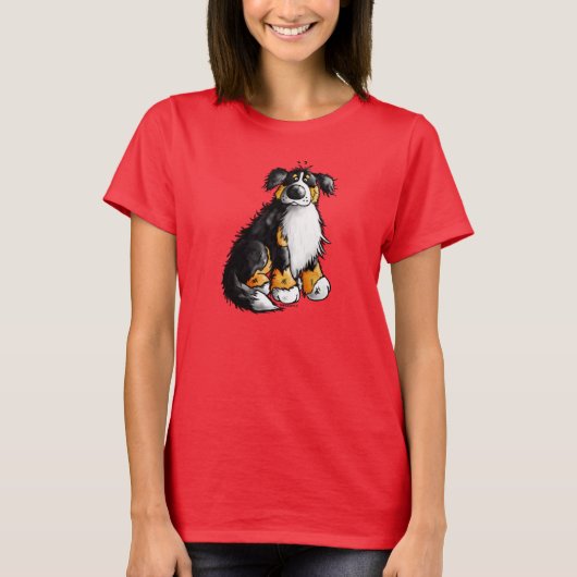 Cute Bernese Mountain Dog Cartoon T-Shirt (Voorkant)