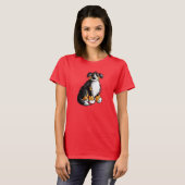 Cute Bernese Mountain Dog Cartoon T-Shirt (Voorkant volledig)