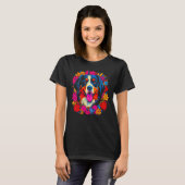 Cute Bernese Mountain Dog Flowers T-shirt (Voorkant volledig)