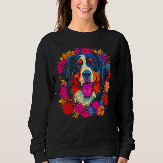 Cute Bernese Mountain Dog Flowers Trui (Voorkant)