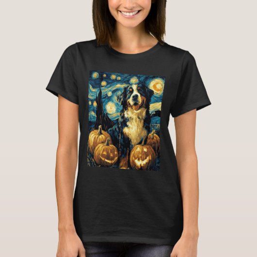 Cute Bernese mountain Dog Halloween Jack O Lantern T-shirt (Voorkant)