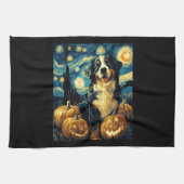 Cute Bernese mountain Dog Halloween Jack O Lantern Theedoek (Horizontaal)