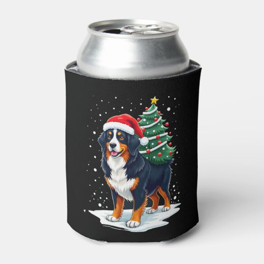 Cute Bernese Mountain Dog in a Christmas Tree for Blikjeskoeler (Blikje Voorkant)